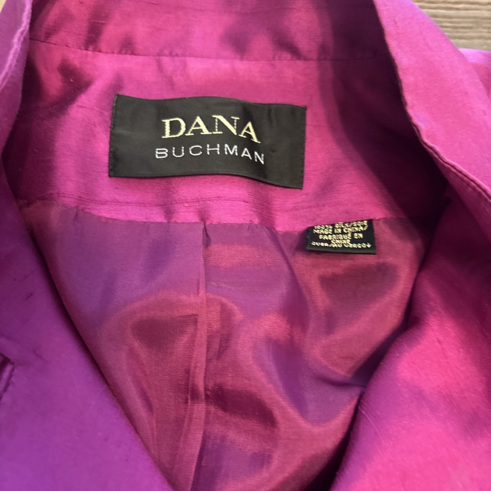 Dana Buchman Women's Silk Magenta 2-piece Pant Suit Vintage Size 4 - Picture 7 of 11